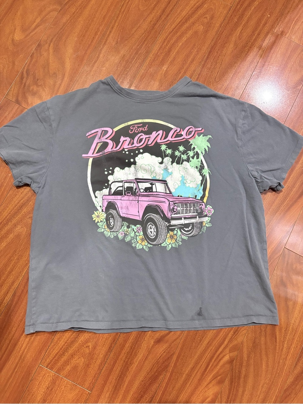 Ford Bronco Tee - Gray with Pink and Mint Graphic